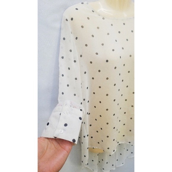 Be...Tween by YOOX White/Black Polka Dot Top M - Picture 4 of 7